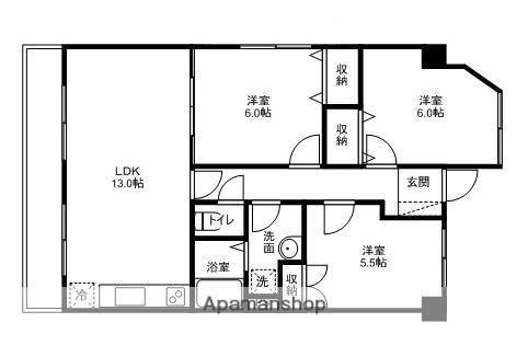 クレール新屋敷(3LDK/4階)の間取り写真