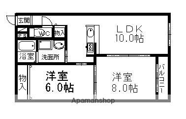 P&I伊島西ハイツ(2LDK/2階)の間取り写真
