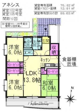 アネシス(3LDK/1階)の間取り写真