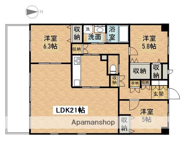 ルネス下中野マンション(3LDK/2階)の間取り写真