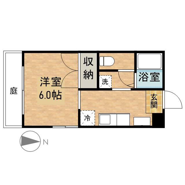 ウエスト5-1(1K/1階)の間取り写真