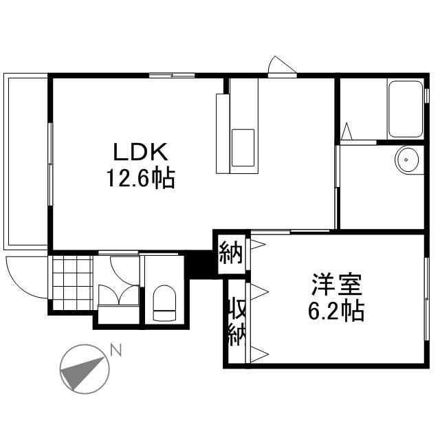 ラ・パルテール旭川 参番館(1LDK/1階)の間取り写真