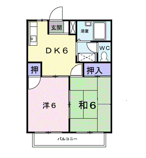 シティハイツ妹尾C(2DK/1階)の間取り写真