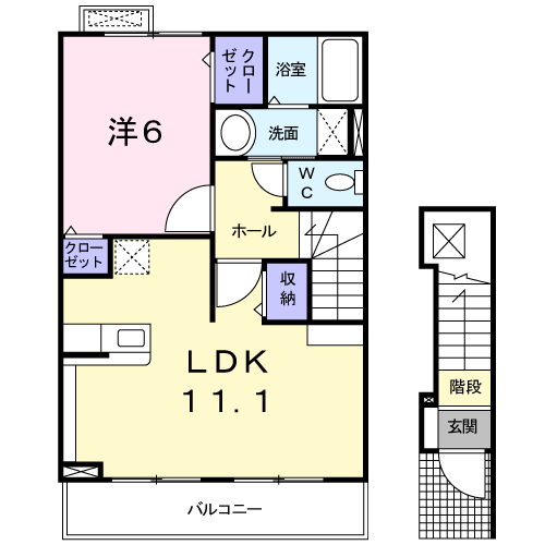たんぽぽ(1LDK/2階)の間取り写真