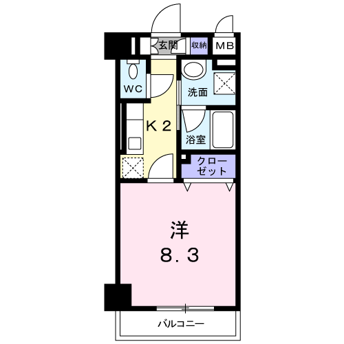 ラフィネ医大東(1K/1階)の間取り写真