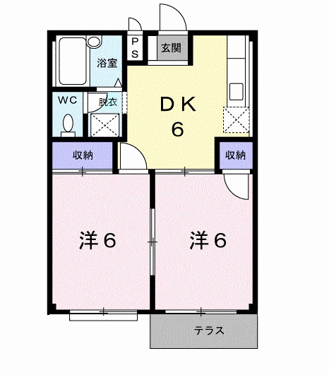 エルディムカーサΙ(2DK/1階)の間取り写真