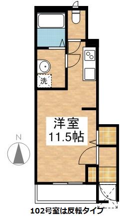 マンダリーヌ(ワンルーム/1階)の間取り写真