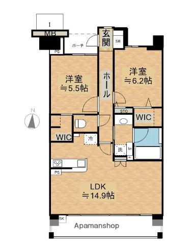 ポレスター野田屋町弐番館(2LDK/4階)の間取り写真