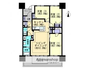 ロイヤルガーデン大元駅前(3LDK/12階)の間取り写真