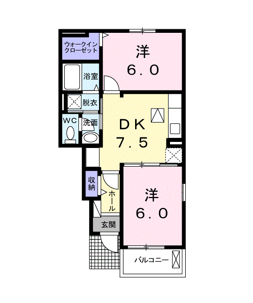 サンパティオベルB(2DK/1階)の間取り写真