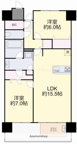 ロイヤルガーデンシティ桑田町(2LDK/10階)の間取り写真