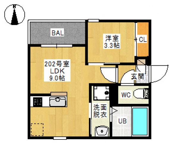REGALEST 東島田Ⅲ(1LDK/2階)の間取り写真