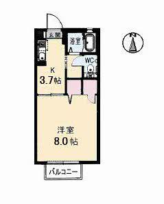 シャーメゾンスイートC(1K/1階)の間取り写真