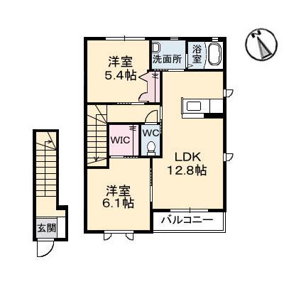 メゾン・グランディ 弐番館(2LDK/2階)の間取り写真