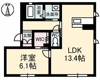 シューハイツ岡南(1LDK/1階)の間取り写真