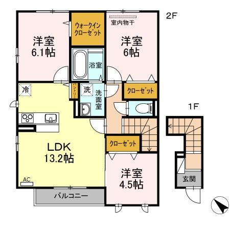 カーサ ルミナスⅢ A棟(3LDK/2階)の間取り写真