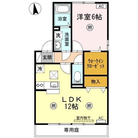 サンティーエB棟(1LDK/1階)の間取り写真