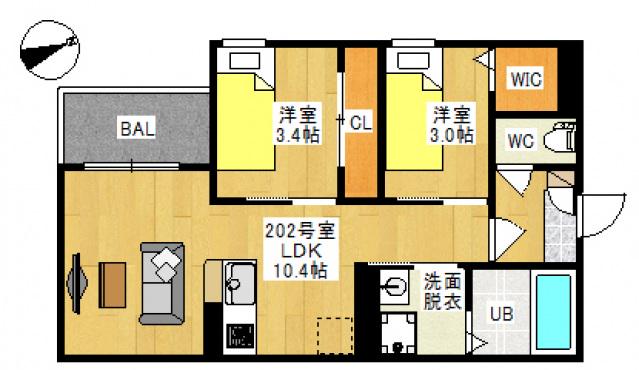 REGALEST LUCENTE REGALEST 新保Ⅳ(2LDK/2階)の間取り写真