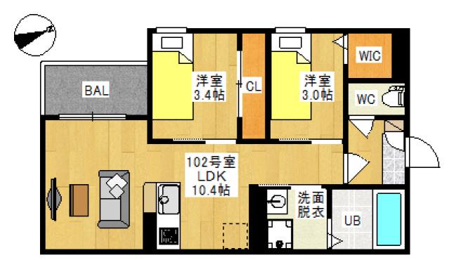 REGALEST LUCENTE REGALEST 新保Ⅳ(2LDK/1階)の間取り写真