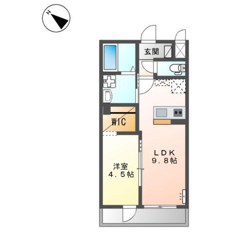 シェルル・ユーロピュア高島新屋敷(1LDK/2階)の間取り写真