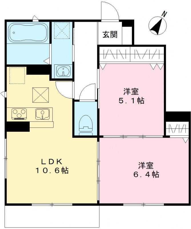 ユアメゾン一宮N(2LDK/1階)の間取り写真