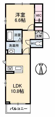 ソレイユコート高柳西町(1LDK/2階)の間取り写真