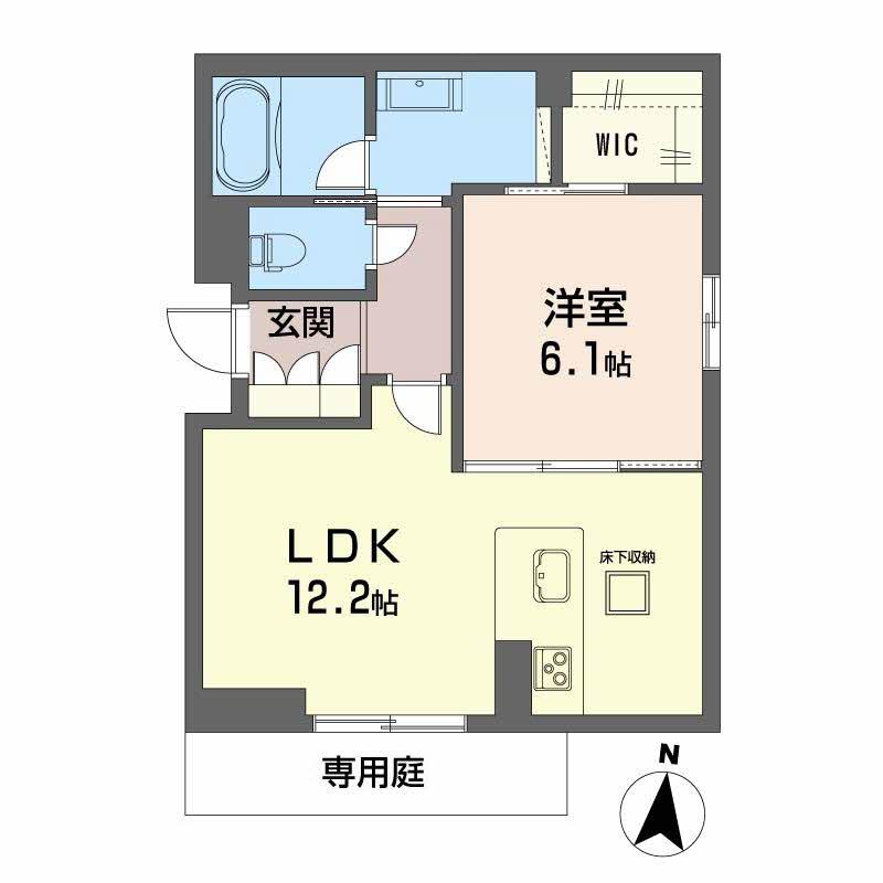 グランツ野田(1LDK/1階)の間取り写真