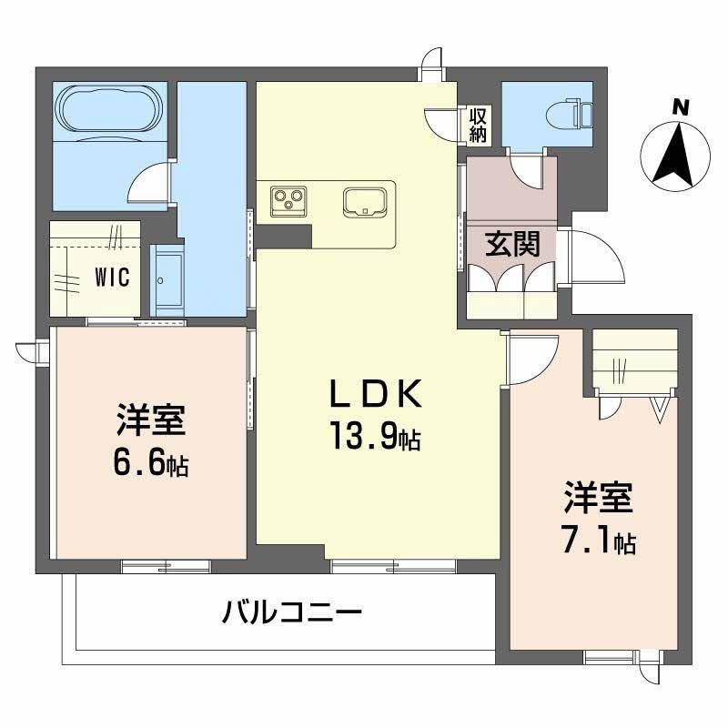 グランツ野田(2LDK/3階)の間取り写真