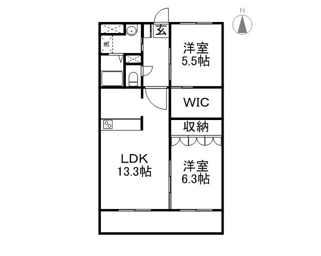 プラッツ・ユーⅠ(2LDK/1階)の間取り写真