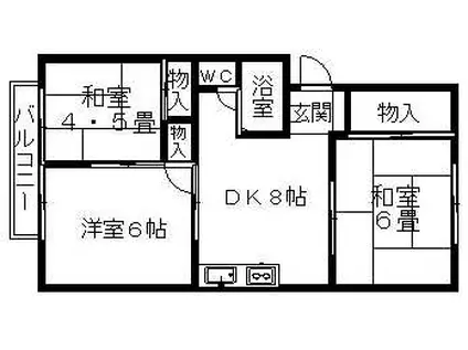 ポルテ喜多(3DK/1階)の間取り写真