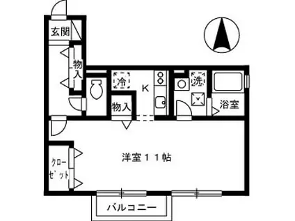 第5関ニューバリヤ(ワンルーム/1階)の間取り写真
