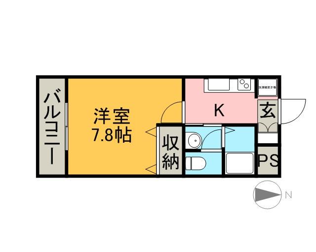 アトランティス(1K/1階)の間取り写真