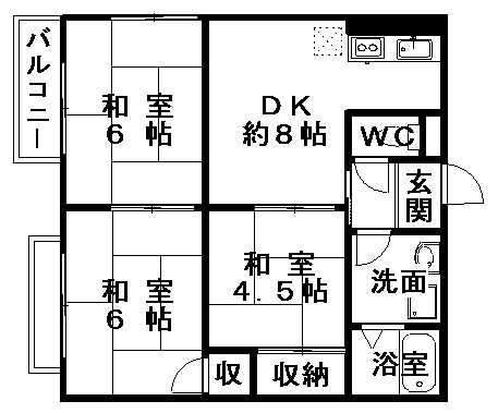 エルディム内田 C(3DK/2階)の間取り写真