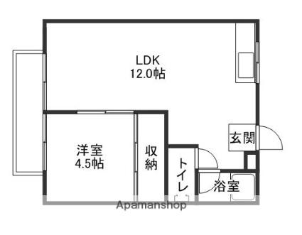コーポ天神(1LDK/2階)の間取り写真