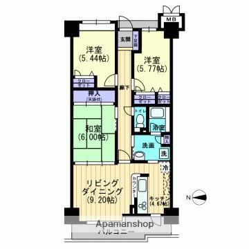 サーパス東古松通(3LDK/8階)の間取り写真