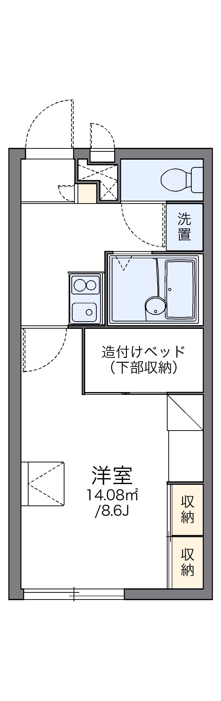 レオパレスKYOKUSUI(1K/1階)の間取り写真