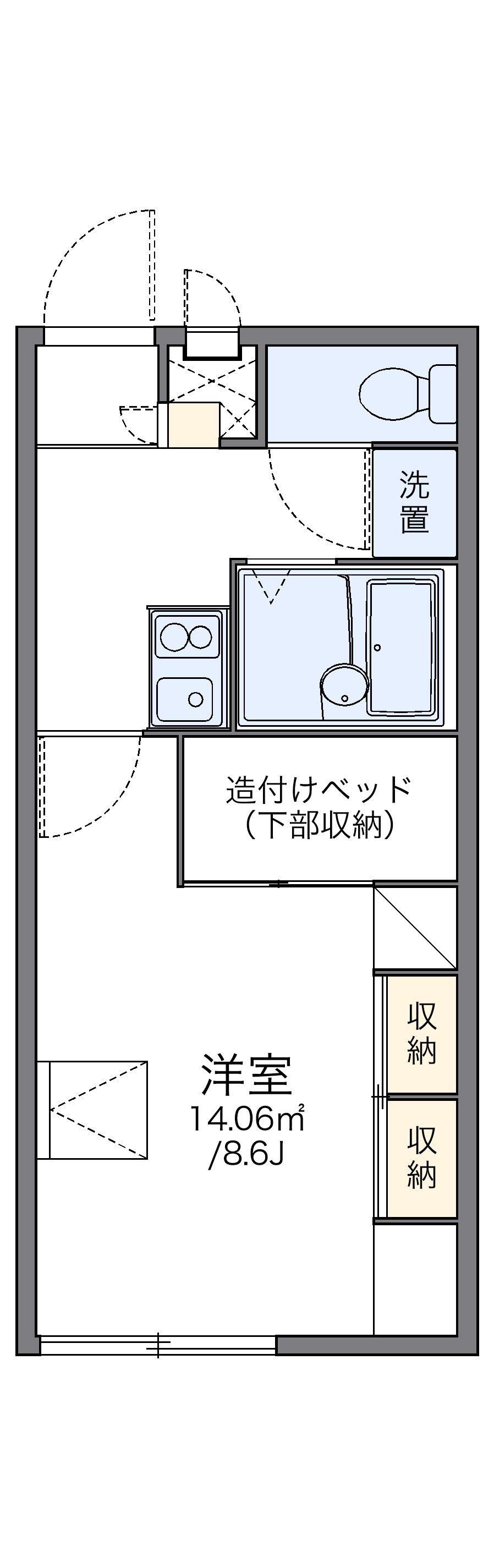 レオパレスブルースカイⅢ(1K/2階)の間取り写真