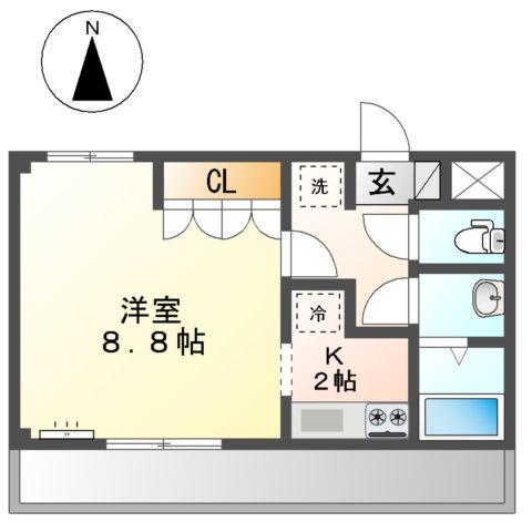 フィールドアップ(1K/1階)の間取り写真