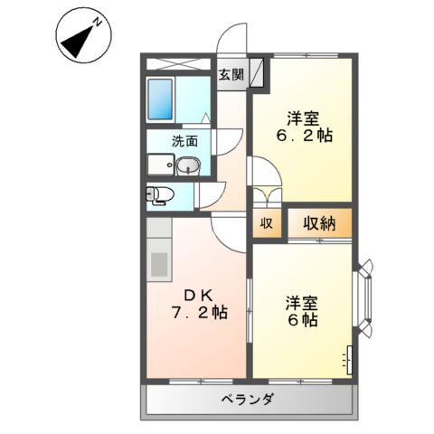 グーズベリー(2DK/1階)の間取り写真