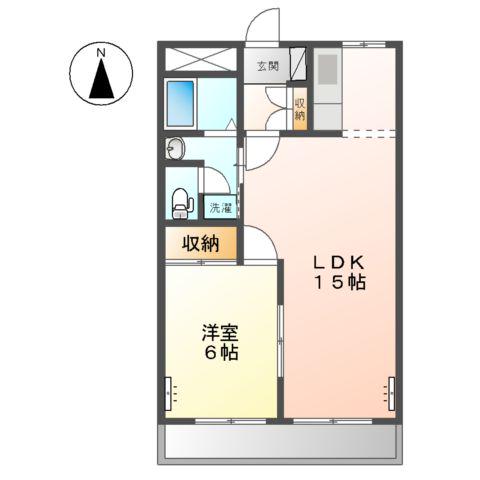 カシオペア(1LDK/2階)の間取り写真