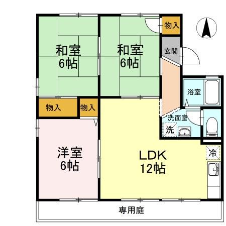 エレガンス西市 G棟(3LDK/1階)の間取り写真