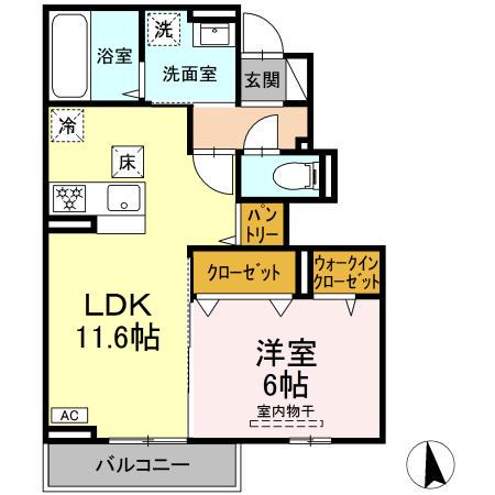 エフフォーリア(1LDK/1階)の間取り写真