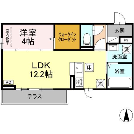 D-ROOM西長瀬(1LDK/1階)の間取り写真