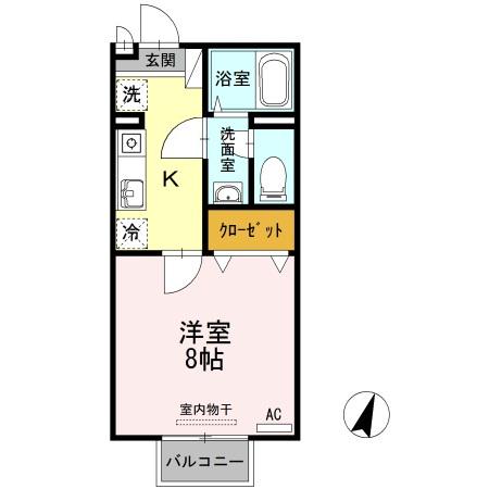 アレイ御用所(1K/2階)の間取り写真