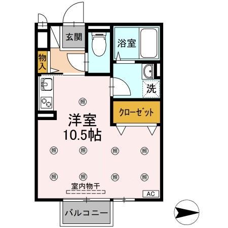 シャルマン(ワンルーム/2階)の間取り写真