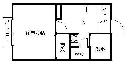 ディアコート野田(1K/2階)の間取り写真