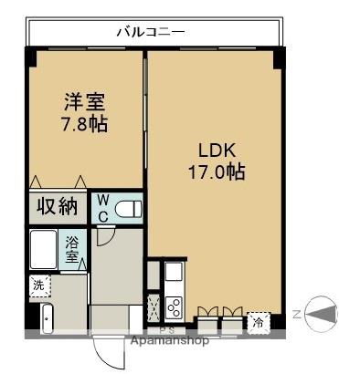 ニューレント中祥(1LDK/7階)の間取り写真