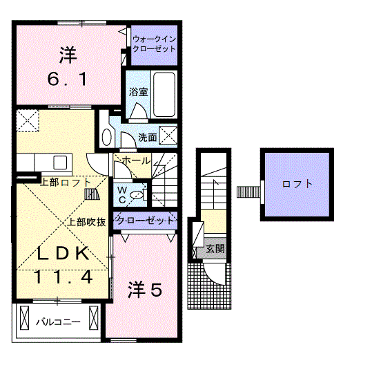 アルモニー倉敷Ⅲ(2LDK/2階)の間取り写真