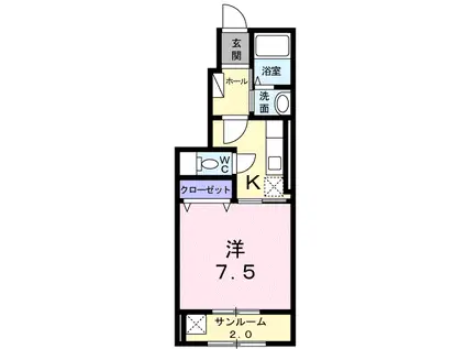 カーサ・ミニヨン(1K/1階)の間取り写真