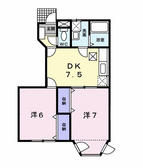 ニューコーポ小松A(2DK/1階)の間取り写真